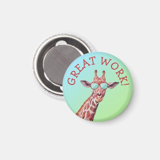 Fun Cool Cute Giraffe Great Work Quote Teacher Magnet (Vorderseite/Rückseite)