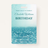 Fun cool Glitzer Skript Pool Party VIP Abzeichen Ausweis (Rückseite)