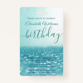 Fun cool Glitzer Skript Pool Party VIP Abzeichen Ausweis (Rückseite)