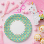 Fun Cool Light Aquamarin Red Gelb gepolstertes Ova Pappteller (Party)