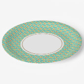 Fun Cool Light Aquamarin Red Gelb gepolstertes Ova Pappteller (Schrägansicht)