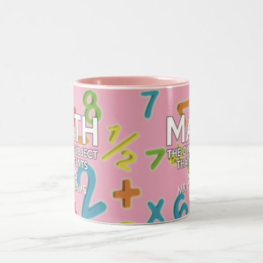 Fun Cool Mathematik Zitat Girly Pink Zweifarbige Tasse (Mittel)