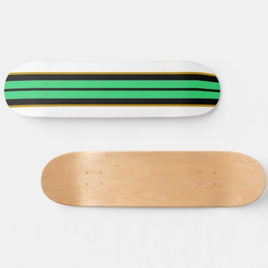 Fun Cool Mint Green Schwarz-weiß Racing Streifen Skateboard (Horizontal)