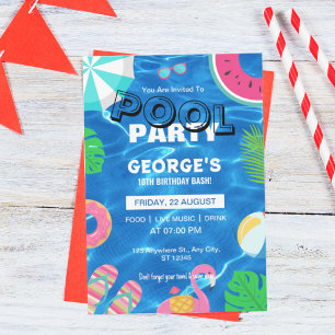 Fun Cool Pool Party Einladung zum Geburtstag