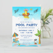 Fun Cool Pool Party Geburtstag Einladung (Stehend Vorderseite)