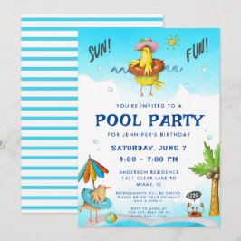 Fun Cool Pool Party Geburtstag Einladung