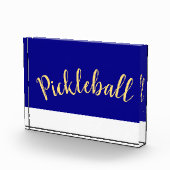 Fun Cool Royal Blue White Base Pickleball Script Fotoblock (Rechts)