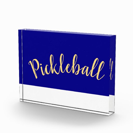 Fun Cool Royal Blue White Base Pickleball Script Fotoblock (Rechts)