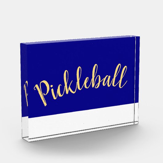 Fun Cool Royal Blue White Base Pickleball Script Fotoblock (Links)