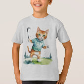 Fun Coole Katze Golfer Golfing Animal Spaß T-Shirt (Vorderseite)