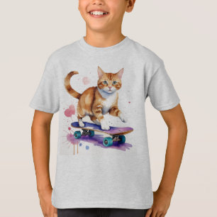 Fun Coole Katzen Skateboarding Animal Spaß T-Shirt