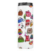 Fun Coole Mode Illustriert Purpurmuster Thermosbecher (Rückseite)