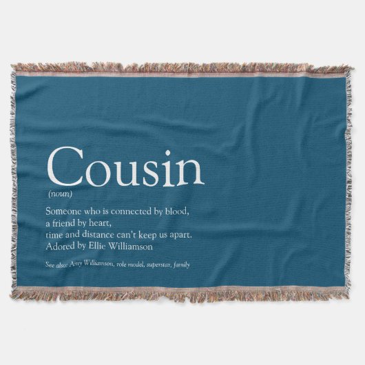 Fun Cooler Cousin Definition Modernes Blau Decke (Vorderseite)