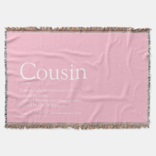 Fun Cooler Cousin Definition Modernes Rosa Decke (Vorderseite)