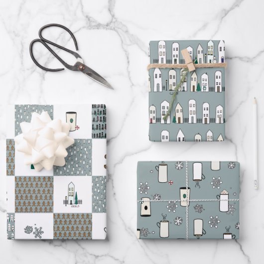 Fun Coordinating Christmas Wrapping Paper Geschenkpapier Set (Vorderseite)