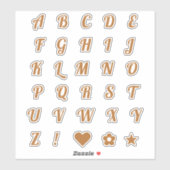 Fun Copper Schriftart Alphabet Initial Monogram Le Aufkleber (Blatt)