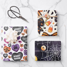 Fun Coquette halloween candy heart spinnweb Geschenkpapier Set
