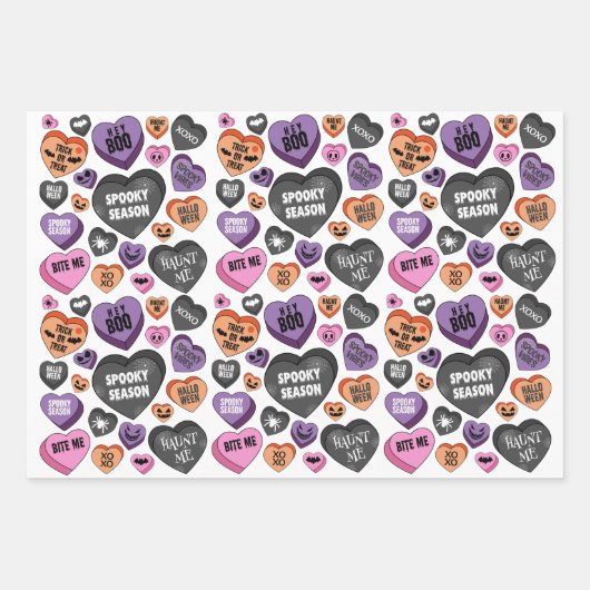 Fun Coquette halloween candy heart spinnweb Geschenkpapier Set (Vorderseite)