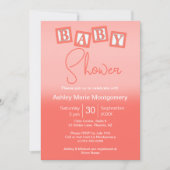 Fun Coral Ombre BABY blockt Gender Neutral Dusche Einladung (Vorderseite)