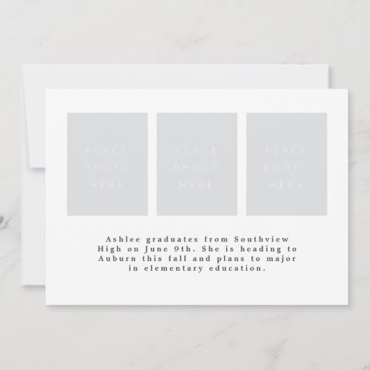 Fun Corner Script Vier Foto Grad Ankündigung (Rückseite)