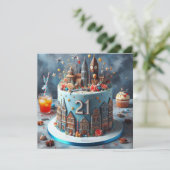 FUN COSMOPOLITAN 21. BIRTHDAY CAKE KARTE (Stehend Vorderseite)