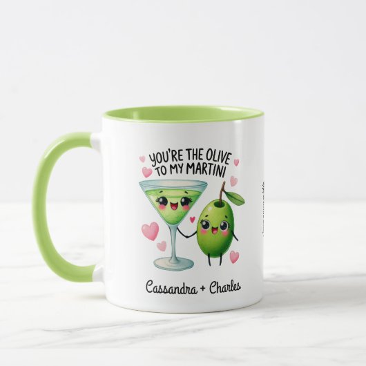 Fun Couples Geschenk "Olive to My Martini" Custom Tasse (Links)