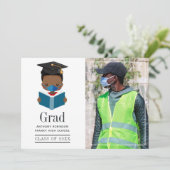 Fun Covid-19 African American Boy Abschluss Foto Ankündigung (Stehend Vorderseite)