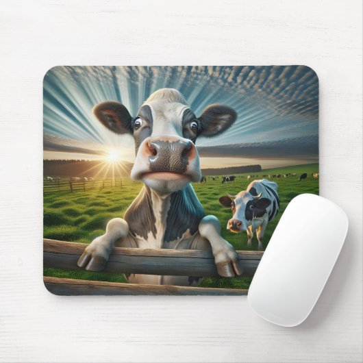 Fun Cow auf einem Bauernhof Mousepad (Mit Mouse)