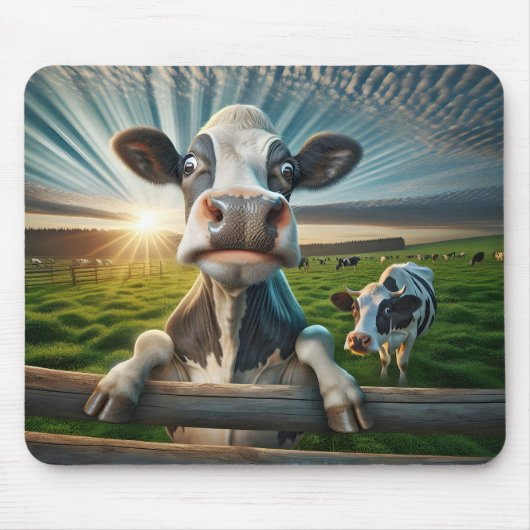 Fun Cow auf einem Bauernhof Mousepad (Vorne)