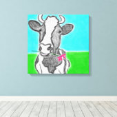 Fun Cow Design Art Leinwanddruck (Insitu (Holzboden))