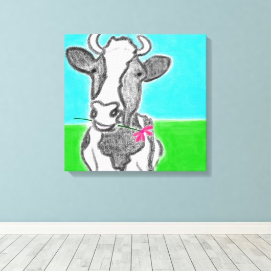 Fun Cow Design Art Leinwanddruck (Insitu (Holzboden))