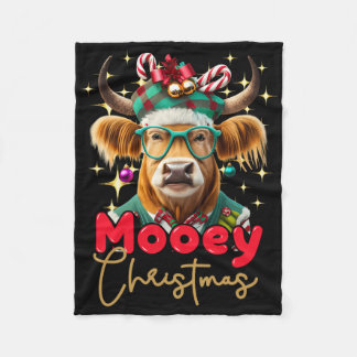 Fun Cow Mooey Christmas Scottish Family Group Fleecedecke