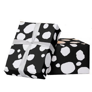 Fun Cow Print Western Spots Muster Schwarz-weiß Geschenkpapier