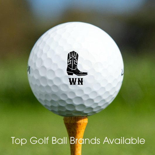 Fun Cowboy Boot Custom Mit Monogramm Black Golfball