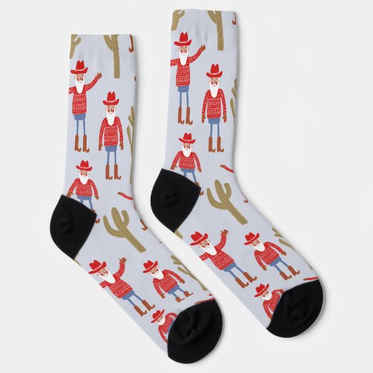 Fun Cowboy Santa Claus Western Christmas Blue Socken (Rechts)