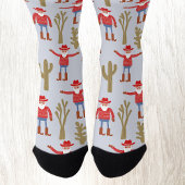 Fun Cowboy Santa Claus Western Christmas Blue Socken