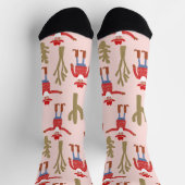 Fun Cowboy Santa Claus Western Christmas Pink Socken (Oben)