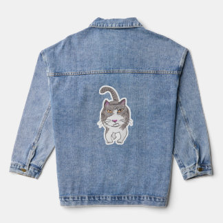 Fun Cranky Cat Friend Doodle Art Spaß Jeansjacke
