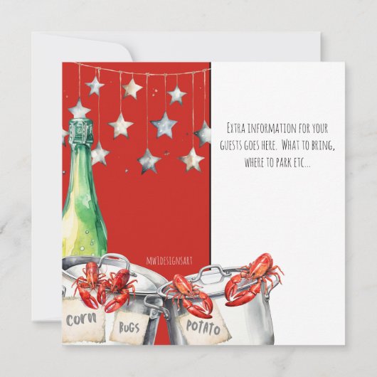 Fun Crawfish Boil Summer Party Einladung (Rückseite)