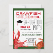 Fun Crawfish Seafood Boil GRILLEN Graduation Party Einladung (Vorderseite)
