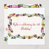 Fun Crayon Geburtstagsparty Einladungen (Vorne/Hinten)