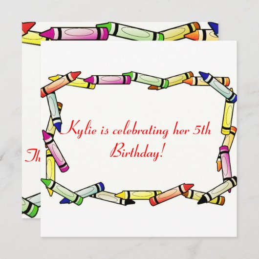 Fun Crayon Geburtstagsparty Einladungen (Vorne/Hinten)