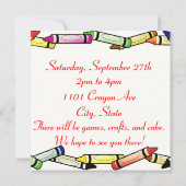 Fun Crayon Geburtstagsparty Einladungen (Rückseite)