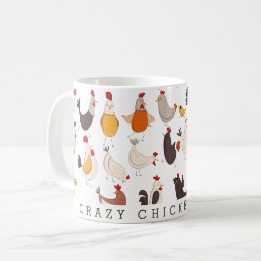 Fun Crazy Chicken Lady Kaffeetasse (Vorderseite Links)