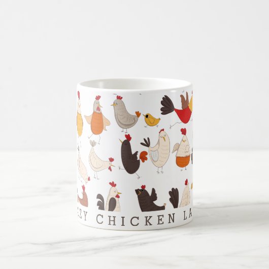 Fun Crazy Chicken Lady Kaffeetasse (Mittel)