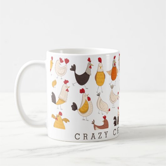Fun Crazy Chicken Lady Kaffeetasse (Links)