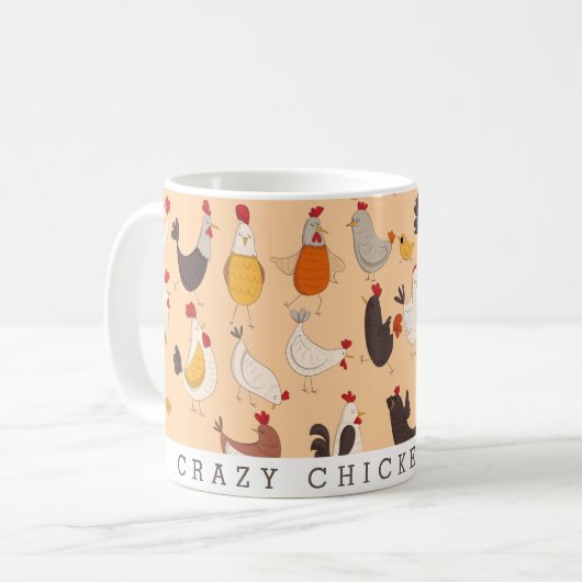 Fun Crazy Chicken Lady Kaffeetasse (Vorderseite Links)