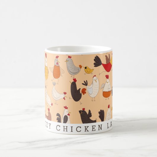 Fun Crazy Chicken Lady Kaffeetasse (Mittel)