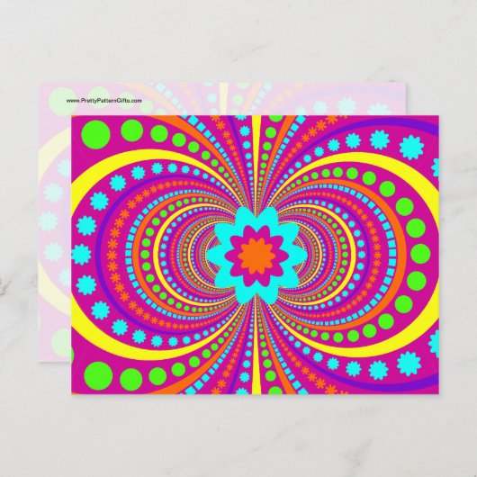 Fun Crazy Muster Hot Pink Orange Aquamarin Postkarte (Vorne/Hinten)