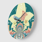 Fun Crazy Owl Birds Zickzack Muster Große Wanduhr (Winkel)